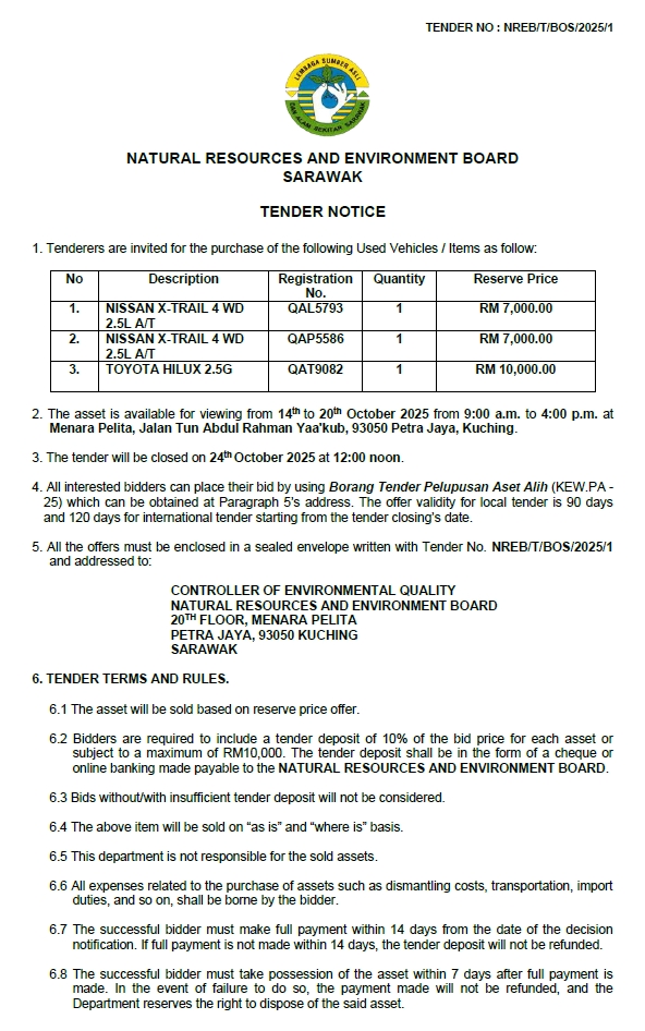 TENDER NO : NREB/T/BOS/2025/1